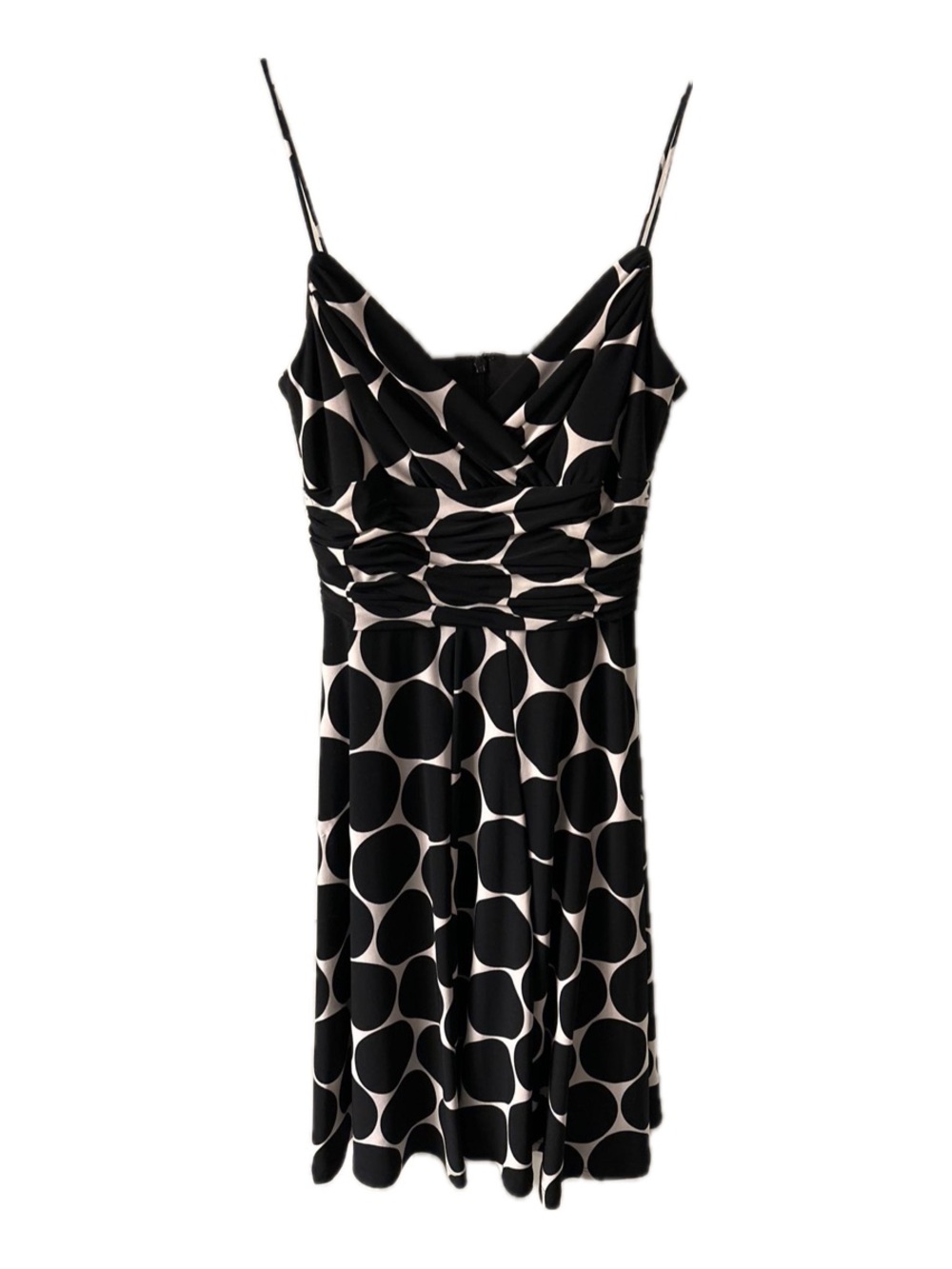 Anne Klein Black and White Polka Dot Spaghetti Strap Mini Dress